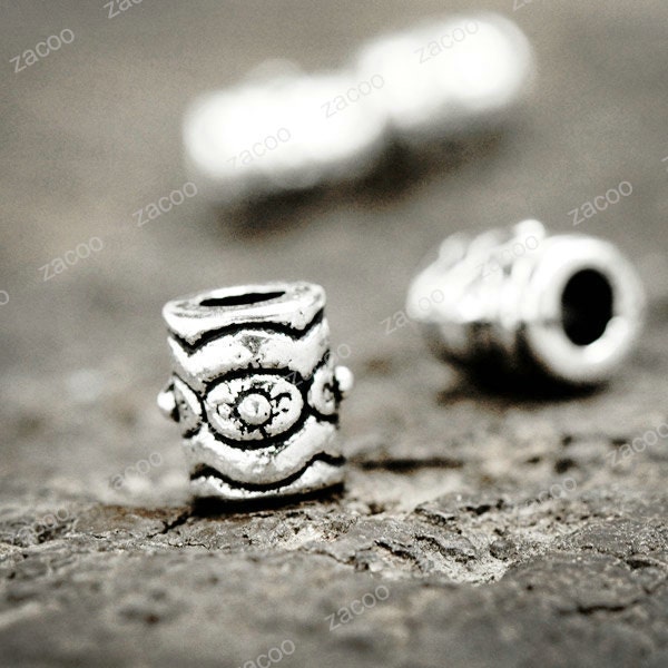150 Pcs Tibetan Silver Tube Bead Spacers 6.5x5.5mm TS0131