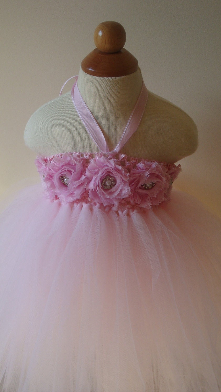 Flower girl dress, light pink tutu dress, roses, baby tutu dress, toddler tutu dress, newborn-24m,3t,4t,5t, birthday,wedding