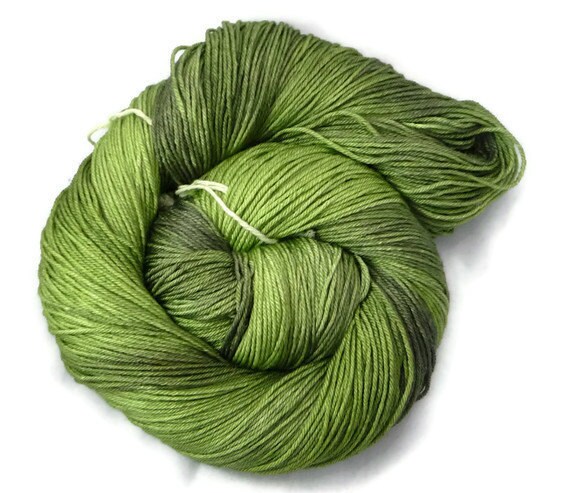 Merino Silk Knitting Wool 4 ply fingering hand dyed - "Evergreen" - UK Seller