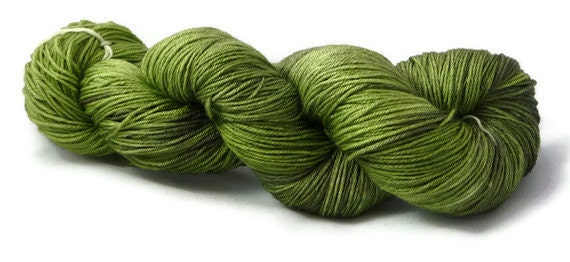 Merino Silk Knitting Wool 4 ply fingering hand dyed - "Evergreen" - UK Seller