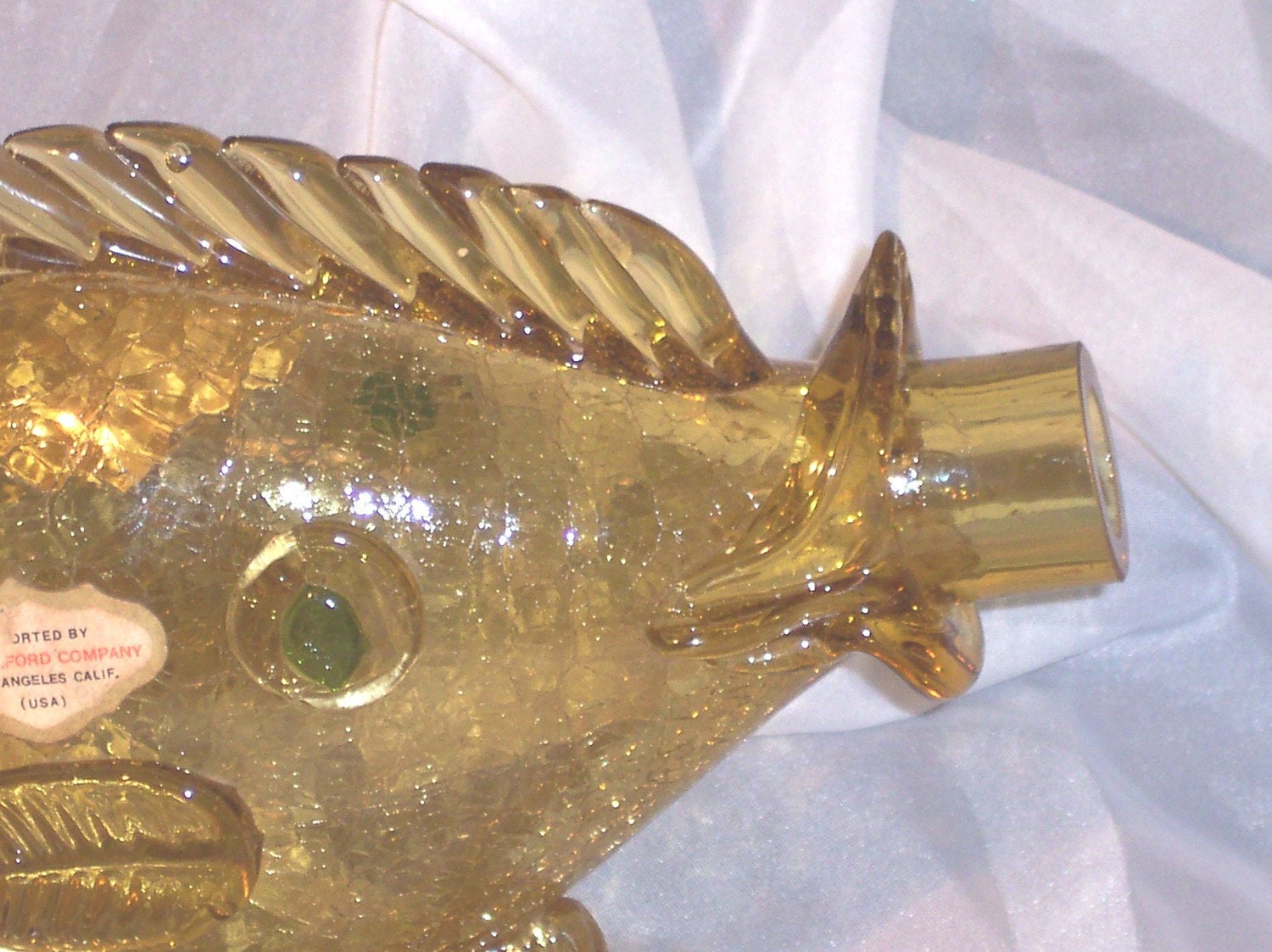 Amber Crackle Glass Fish Wine Bottle by JoSchmoStuff on Etsy