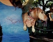 from here to there Dachshund Tank Top in Blue, Burnout Style, S,M,L,XL