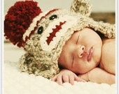 Baby Sock Monkey Crochet Hat-Perfect Newborn Photo Prop or Halloween Costume