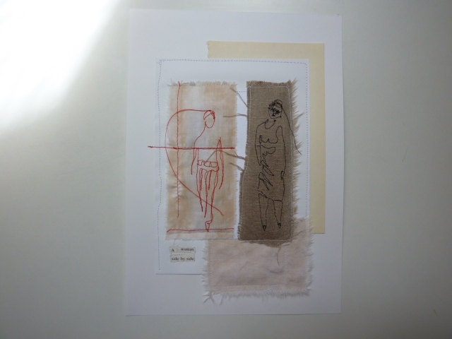 Side by side - mixed-media embroidery collage