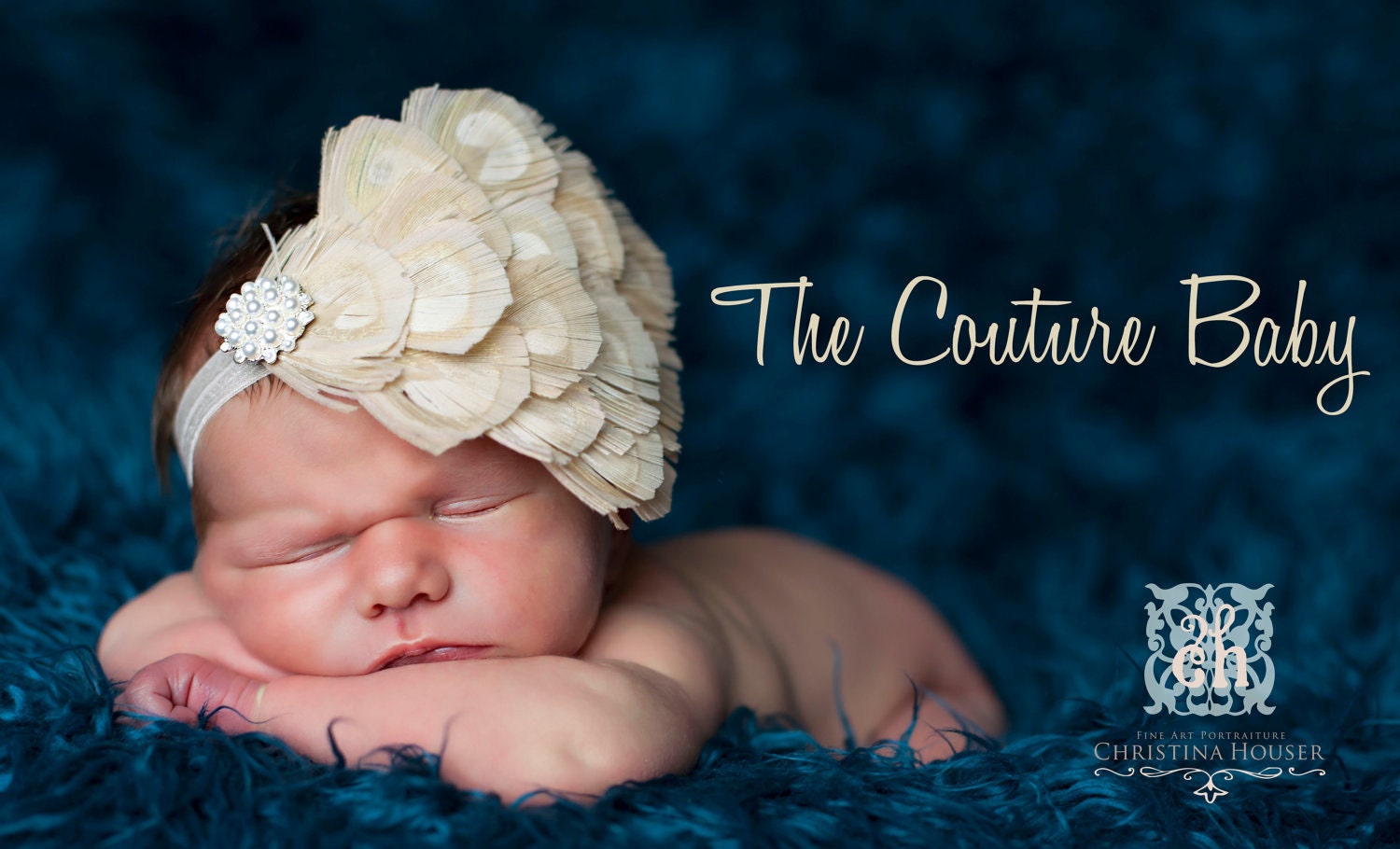 Bleached Ivory Peacock Feather Fascinator Pad Headband accented with Vintage Pearl Cluster great Photo Prop