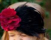 HOLLYWOOD CHRISTMAS Damask black and burgundy Holiday Shabby Chic Headband Photography Prop