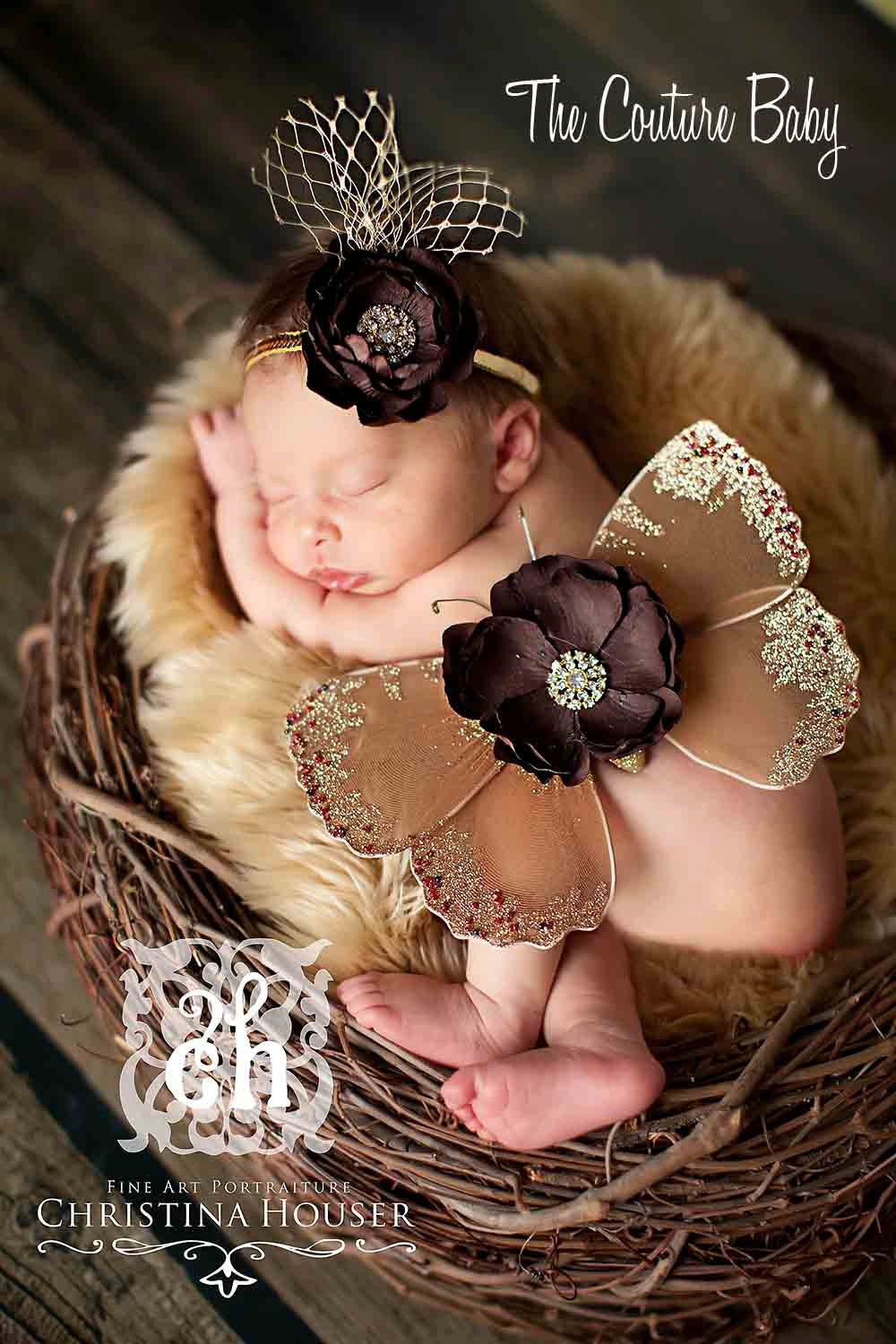 GOLD DELUXE Sequin Butterfly Wings & Headband Set  Beautiful Photo Prop