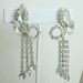 Stunning Vintage Clear Rhinestone Long Dangle Clip On Earrings Perfect for a Bride