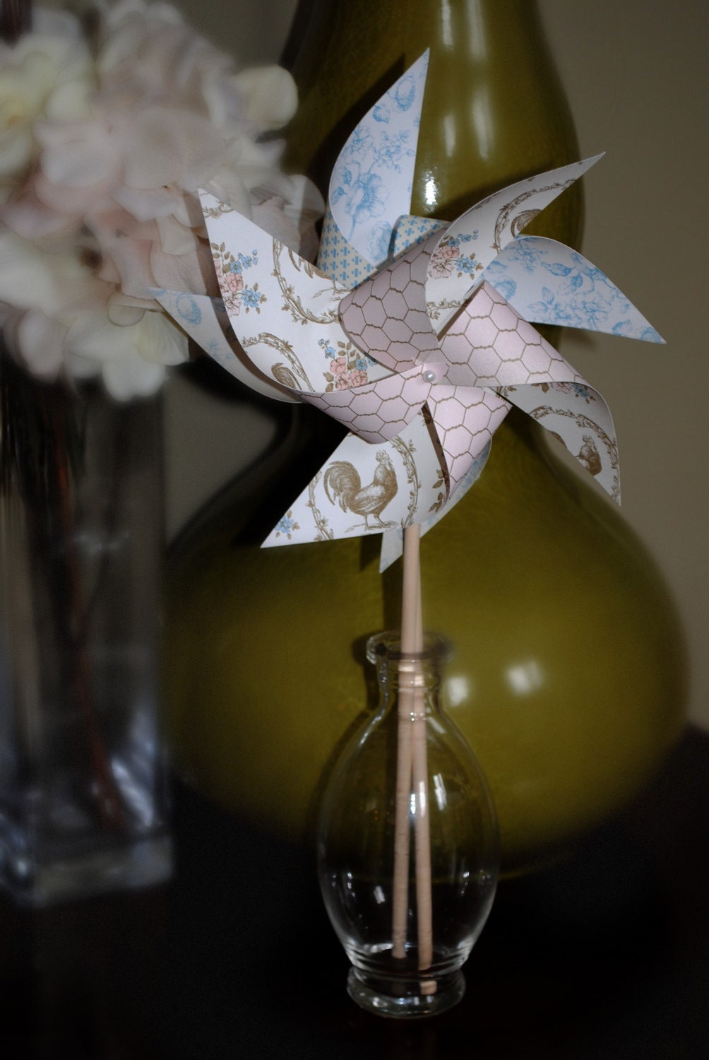 Shabby chic pinwheels set of 6