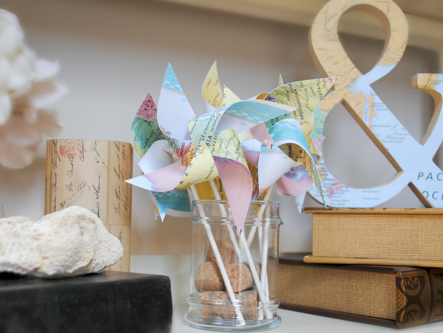 Wedding Favors 8 Mini map Pinwheels