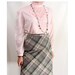 80s Spring Pink Ruffled Cut Out Lace Secretary Top M L XL