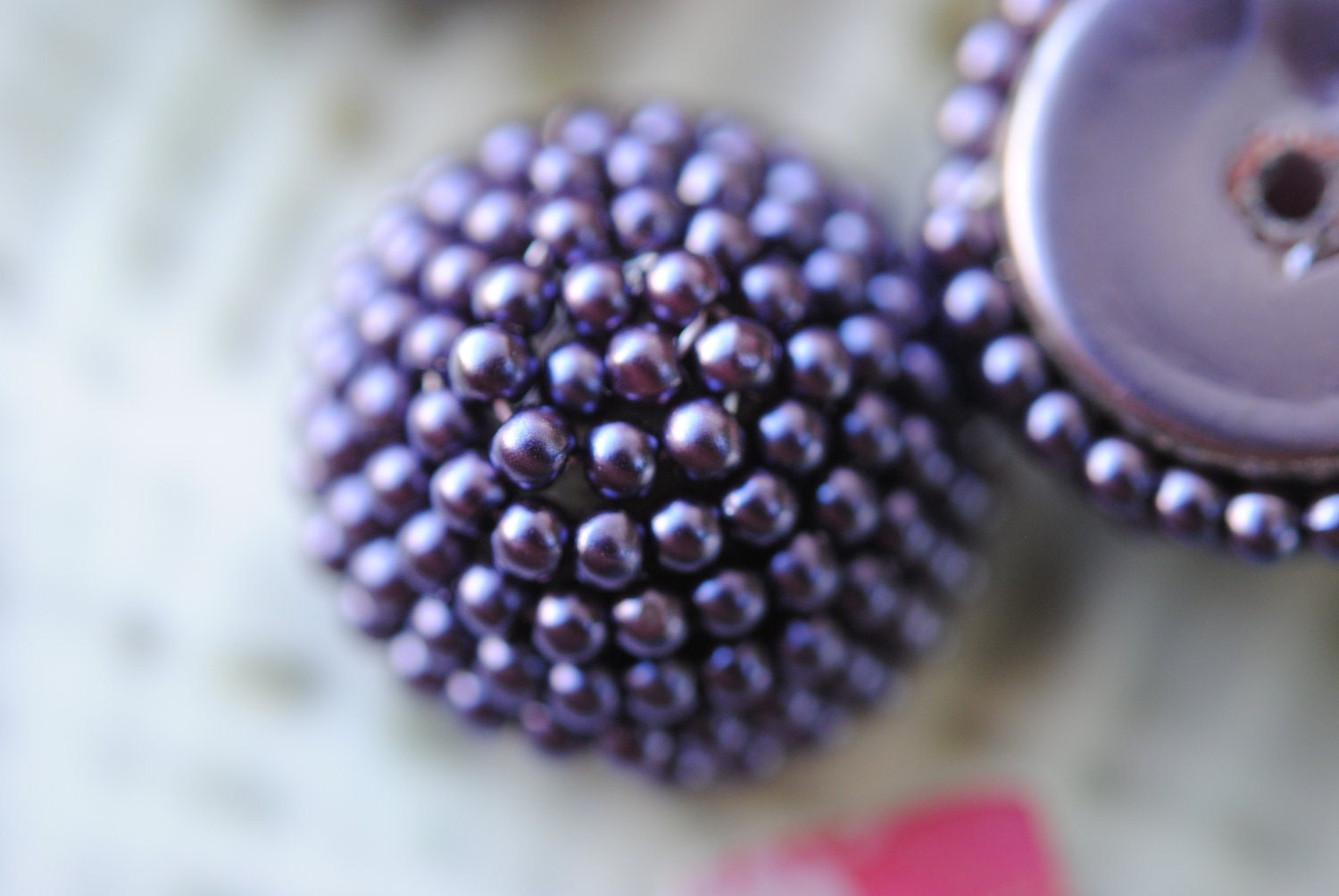 Vintage Purple Pearl Dome Cabochons, 25mm (2) (ST-1)(L-24)