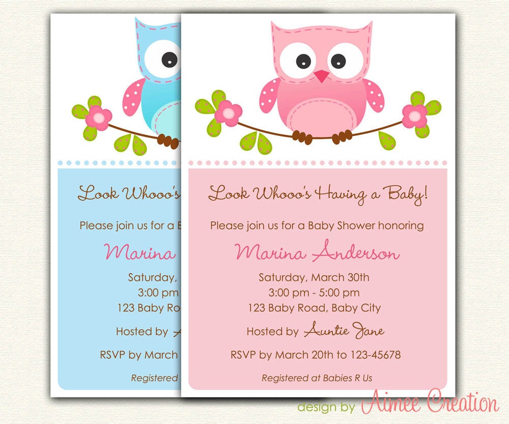 Owl Baby Shower Invitations PRINTABLE DIY (for Baby Boy and Baby Girl ...