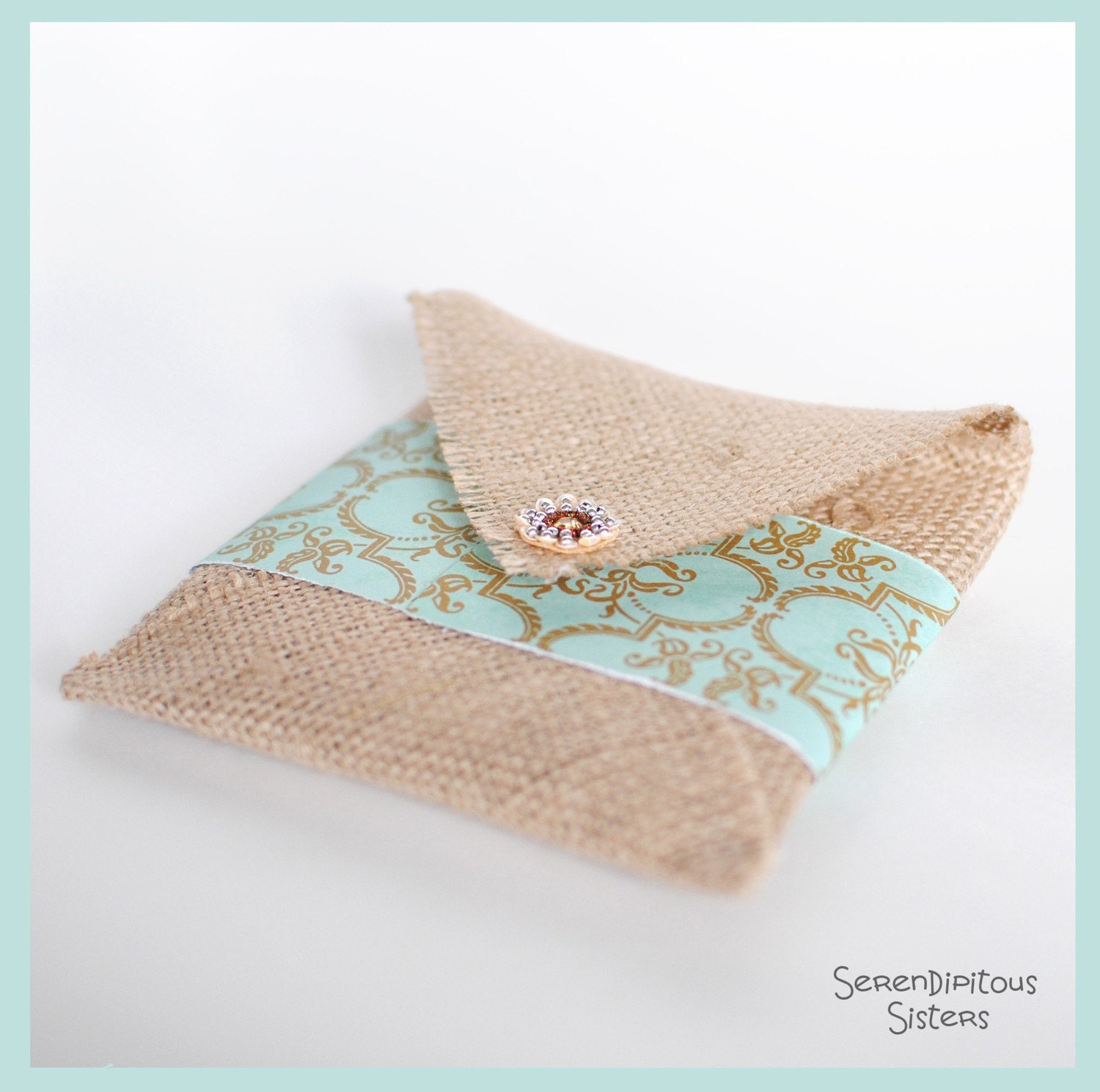 Tan Burlap CD Pouches (Set of 5) You Choose Band Colors