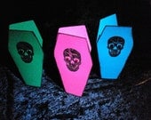 Gothic Punk Halloween Horror Vampire Coffin Casket Skull Handmade Greeting Card