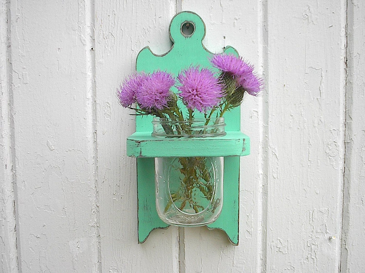 Wall vase wood sconce holder shabby chic decor distressed wood