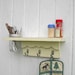 White wood wall shelf key hook vase jar wall organizer