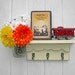 White wood wall shelf key hook vase jar wall organizer