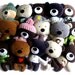 Teddy bear plushie handmade rag doll toy stuffed animal brown blue 25 cm 9.8"