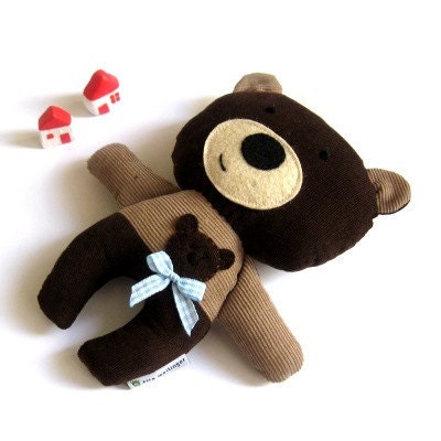 Teddy bear plushie handmade rag doll toy gift idea plush soft softie toddler child safe brown 25 cm 9.8"