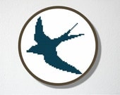Counted Cross stitch Pattern PDF. Instant download. Swallow Silhouette. Includes easy beginner instructions.