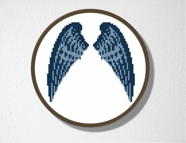 Counted Cross stitch Pattern PDF. Instant download. Angel Wings. Includes easy beginner instructions.