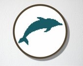 Counted Cross stitch Pattern PDF. Instant download. Dolphin Silhouette. Includes easy beginner instructions.