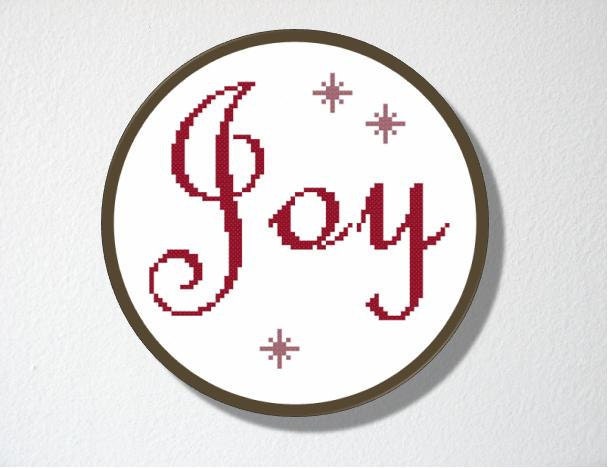 Counted Cross stitch Pattern PDF. Instant download. Joy. Includes easy beginner instructions.