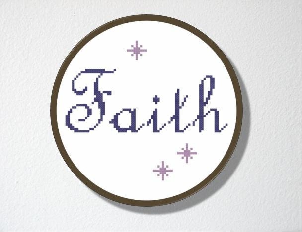 Counted Cross stitch Pattern PDF.Instant download.  Faith. Includes easy beginner instructions.