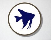 Counted Cross stitch Pattern PDF. Instant download. Angelfish Silhouette. Includes beginner instructions.