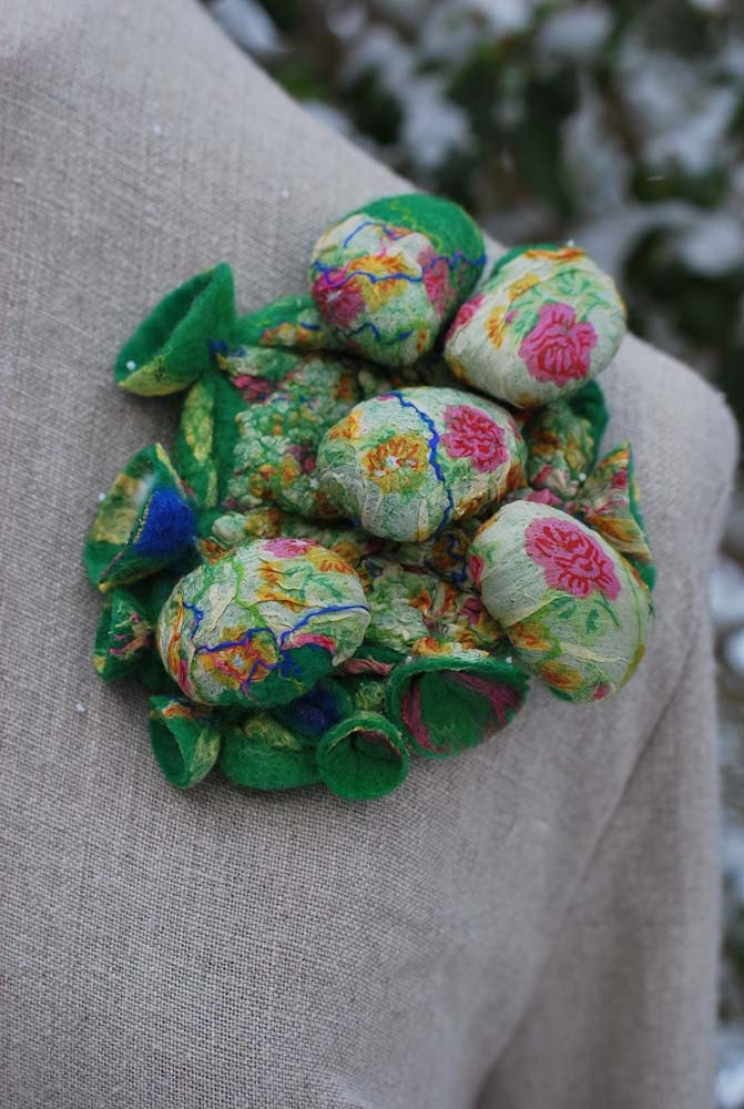 Georgeous hand felted brooch flower field