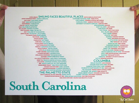 South Carolina State Typographical Poster