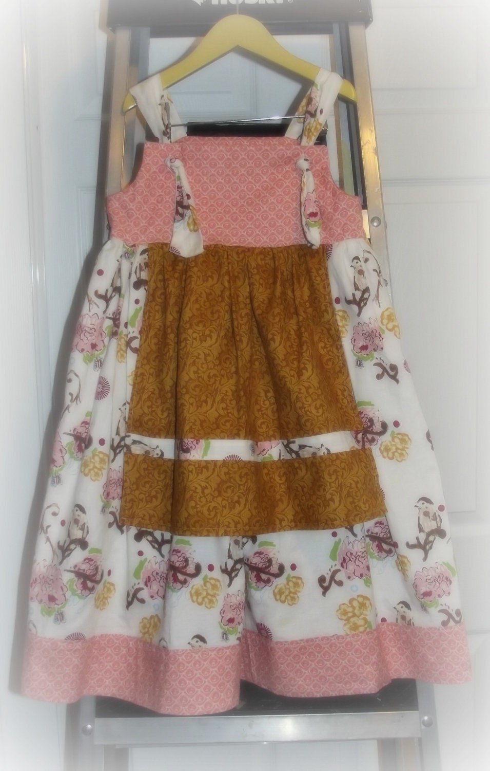 Apron Knot Dress Sparrows In Springtime Boutique Childrens Clothing Girl Dress Easter Dress Summer Dress One of a Kind -Easter Dress- Size 6