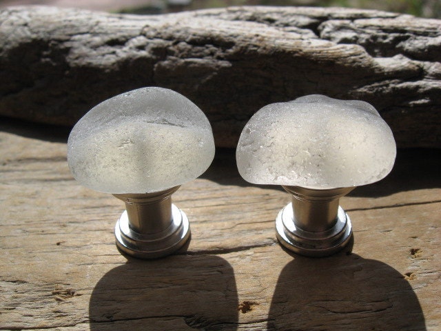 CLASSIC WHITE Beach Glass Cabinet KNOBS Sea Glass Cabinet Knobs Drawer Pulls