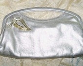 Upcycled Silver Tone Clutch Purse Bride Bridesmaid Wedding Holiday Special Occasion Gift