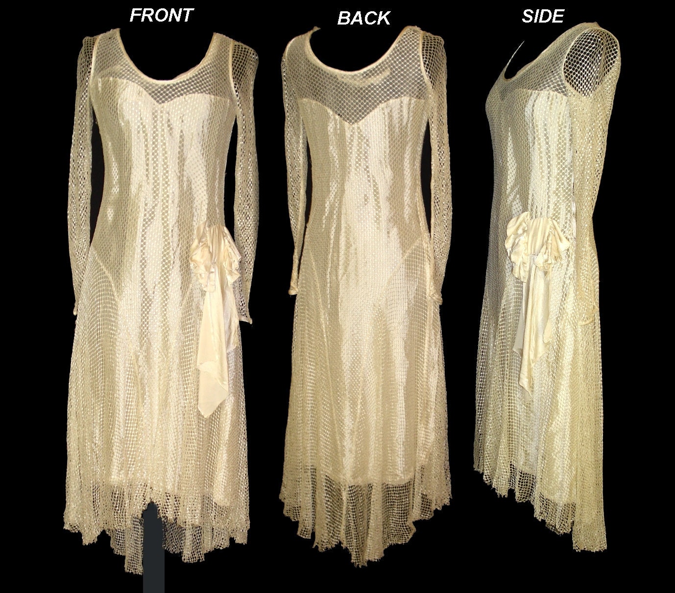 Vintage Late 1920s 20s 1930s 30s Art Deco Art Nouveau Dress Wedding Gown Old Hollywood Gatsby Flapper Nior Harlow Gown Authentic