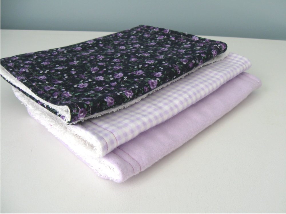 Reserved for Cat- Baby Girl Burp Cloths Purple Set of 6