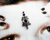 Tribal Fusion Bindi -  Antique Silver and Burgundy - Moonlight Pagoda Classic