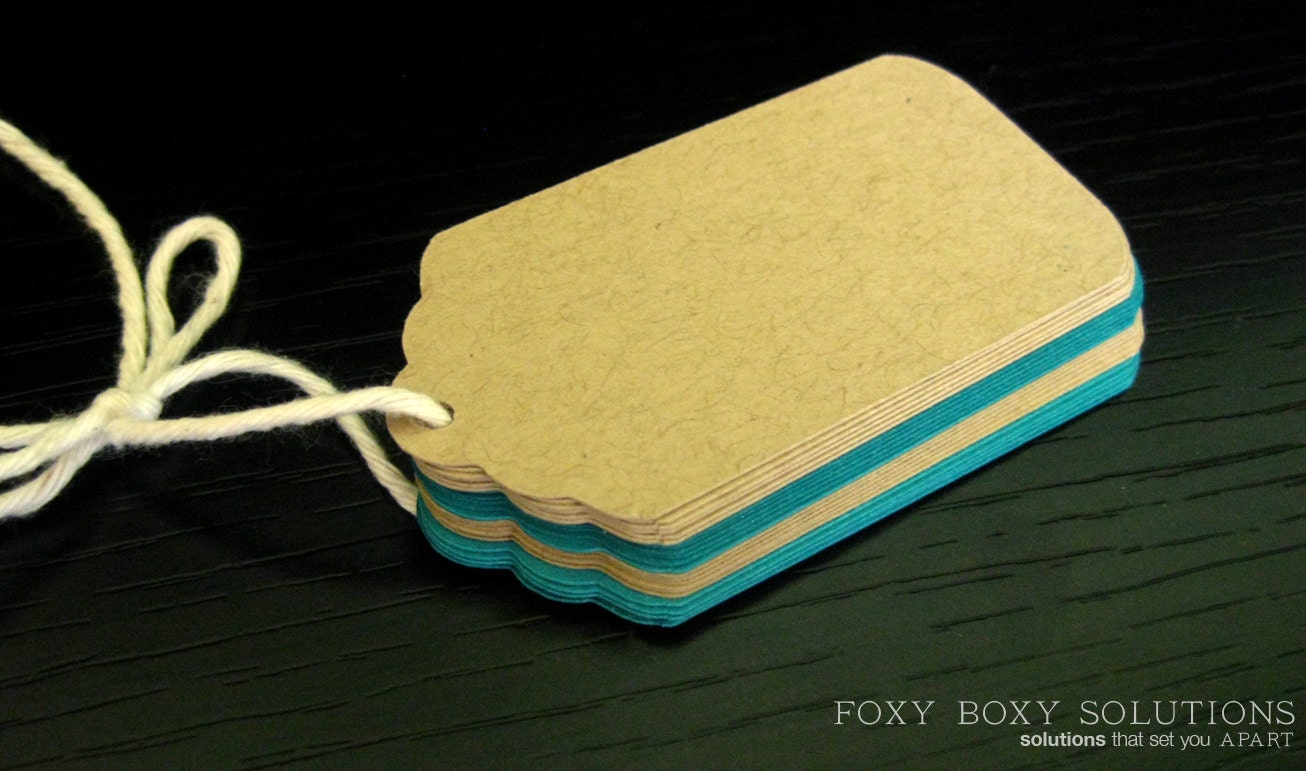 Tags: Teal and Kraft - set of 24
