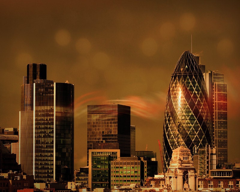 London City Photograph - fine art photography - Gherkin in brown, 8x10