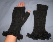 Wool Mittens Fingerless Mittens Pure Wool Fingerless Gloves Mittens in Black Wrist Warmers Spring Accessories