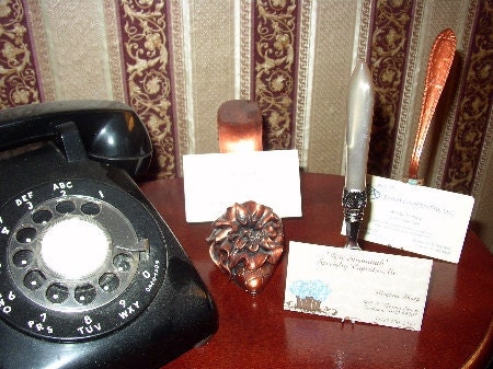 Copper & Turquoise Fork Business Card Holder