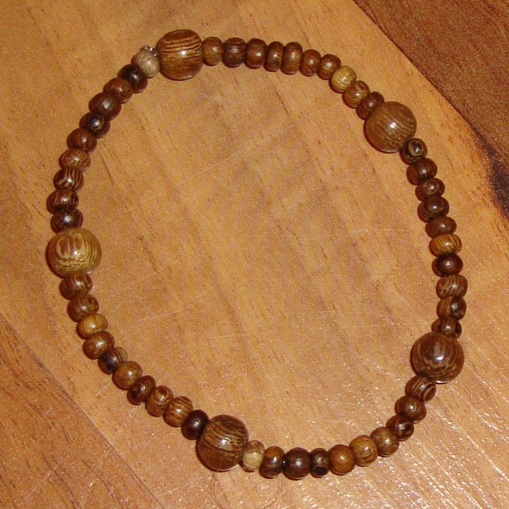 Wood rosary bracelet