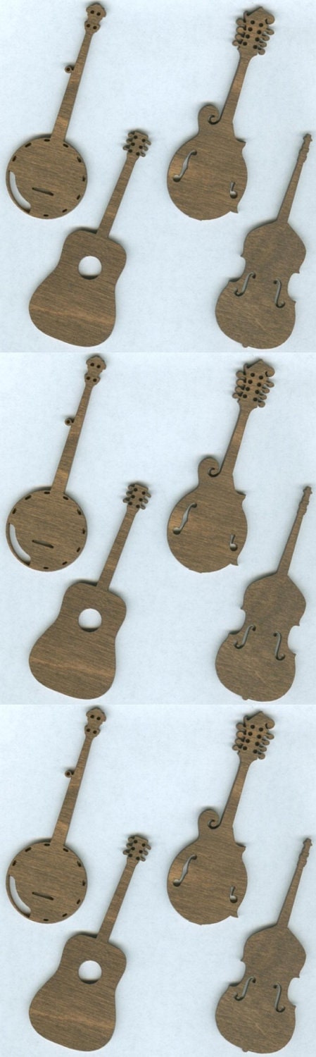 Laser Cut Bluegrass Music Instruments (Set of 12)