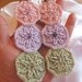 Long Dangling Crochet Earrings in Egyptian Cotton with Fluorite Beads, No. 58b