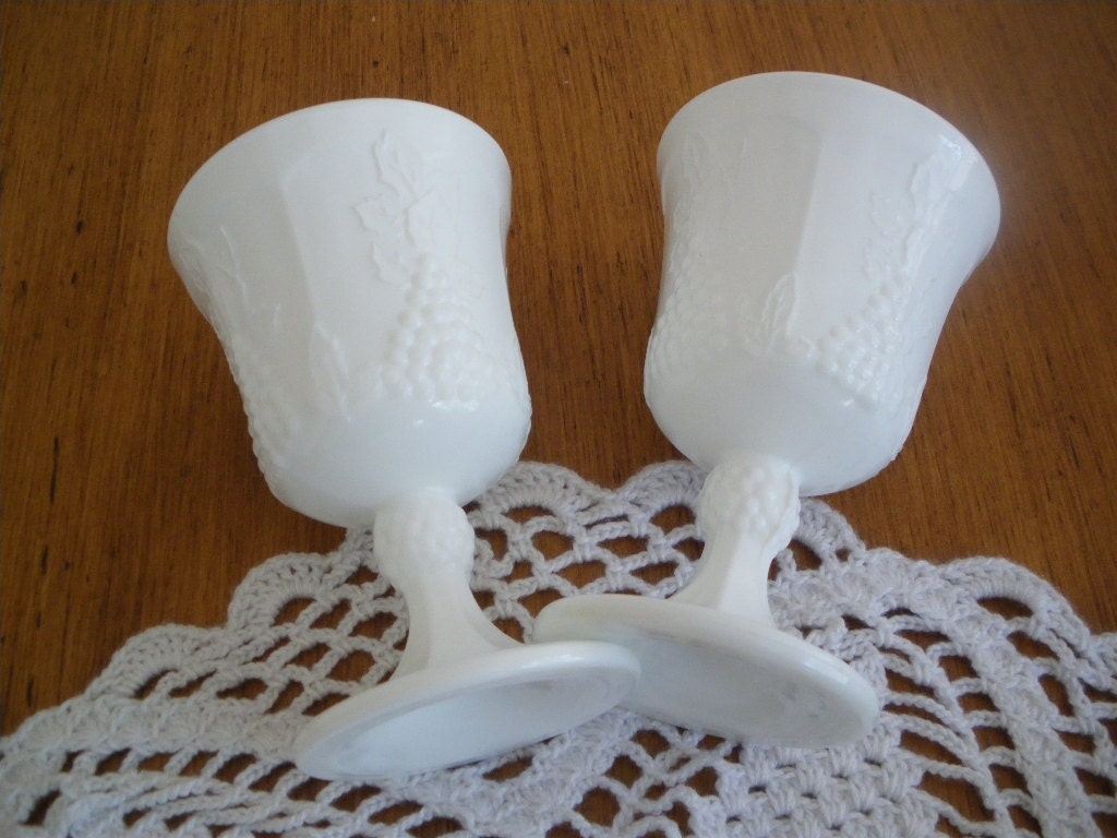 Milk Glass Water Goblets Wine Glasses Colony Indiana