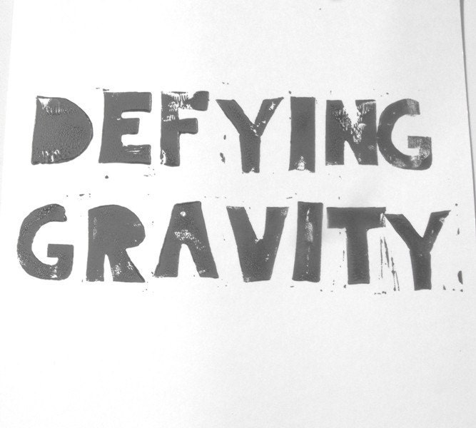 Lino print- Defying Gravity, 8X10 inches