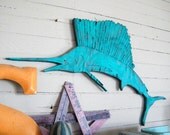 Sailfish Beach Decor Wood Sign Sail Fish Ocean Wood Sign Deep Sea Fishing Soild Color