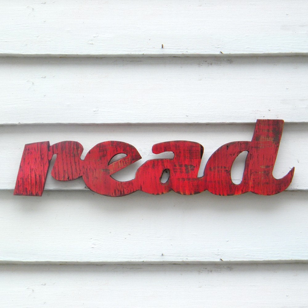 Read Sign Readers are Leaders School Teacher Kids Room Decor Barnwood Red
