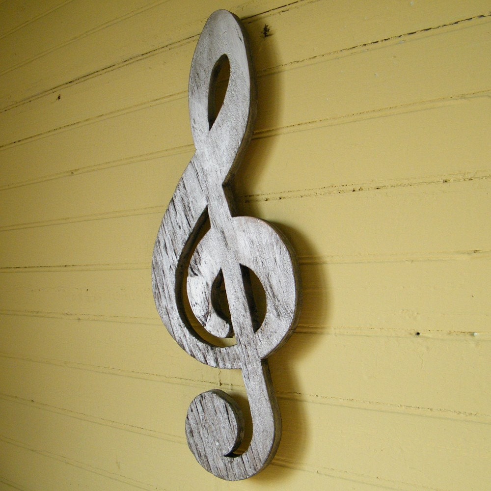Treble Clef Sign Wooden Musical Symbol Wall Art